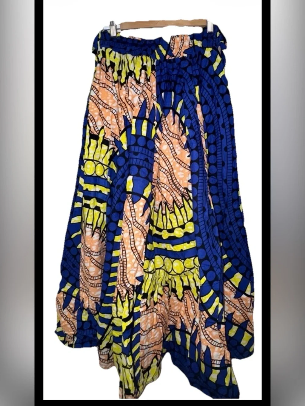 Handmade African Wax Print Maxi Skirt Free Size Ankara Ethnic Boho‎ Artisan